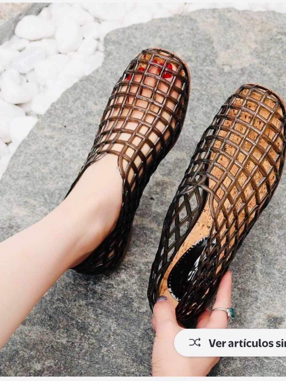 Women’s Black Woven Mesh Slip-On Sandals